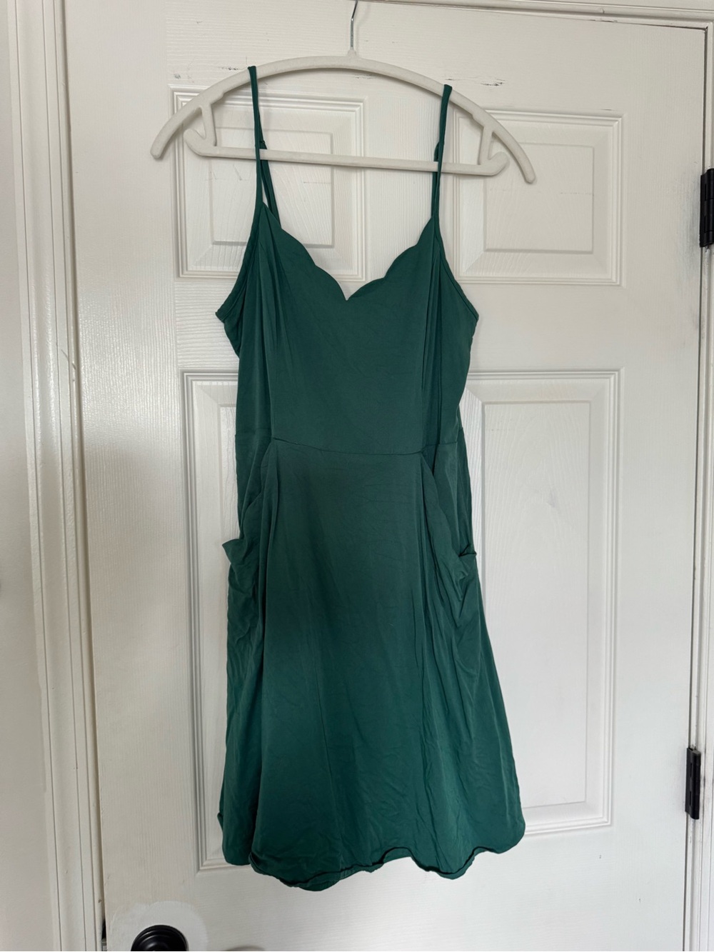 Hawthorne Green Scallop Neck Spaghetti Strap Dress